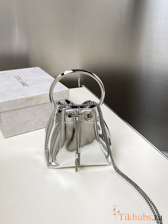 Jimmy Choo Bon Bon Silver Mirror Fabric Mini Bag 14x15x9.5cm - 1