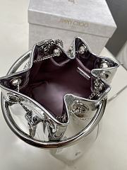 Jimmy Choo Bon Bon Silver Mirror Fabric Mini Bag 14x15x9.5cm - 3