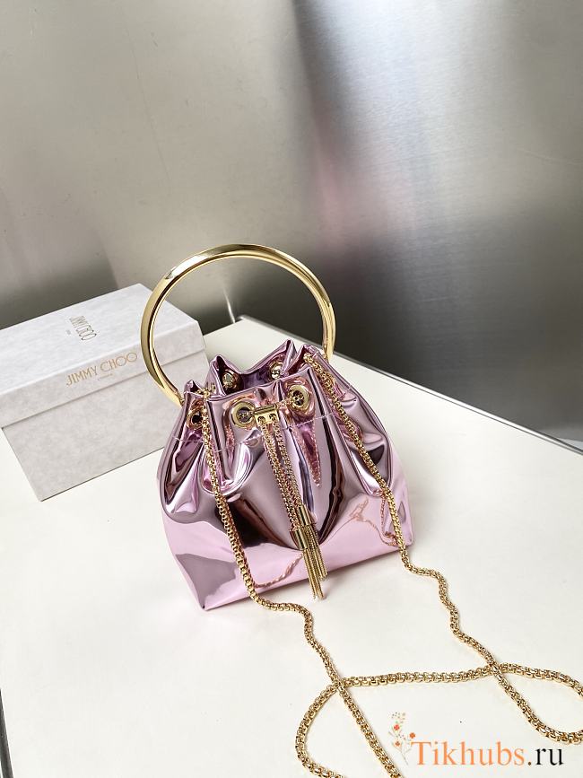 Jimmy Choo Bon Bon Purple Mirror Fabric Mini Bag 14x15x9.5cm - 1