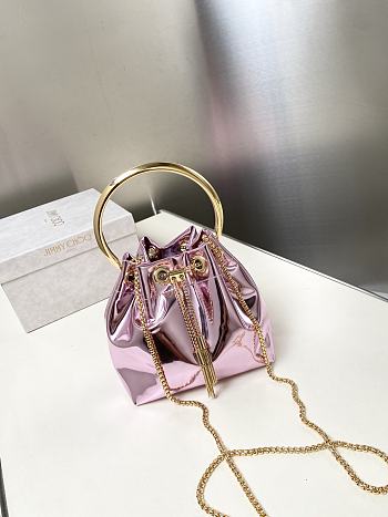 Jimmy Choo Bon Bon Purple Mirror Fabric Mini Bag 14x15x9.5cm