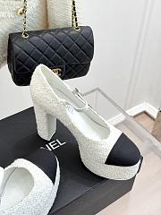 Chanel Mary Jane White Tweed Heel 11cm - 5
