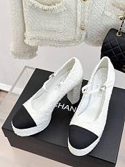 Chanel Mary Jane White Tweed Heel 11cm - 3