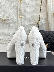 Chanel Mary Jane White Tweed Heel 11cm - 4