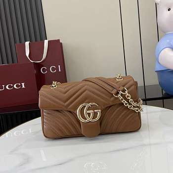 Gucci GG Marmont Shoulder Bag Brown Light Gold 26x15x7cm