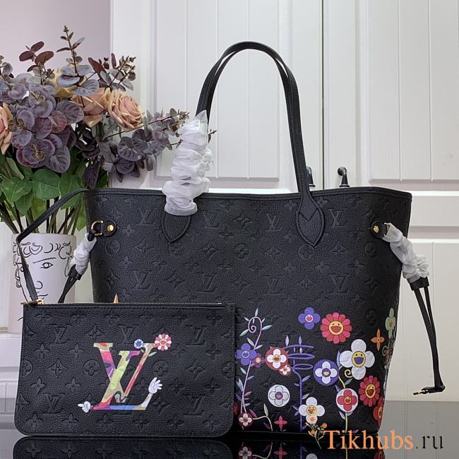 Louis Vuitton LV x TM Neverfull Black MM Superflat 31x28x14cm - 1