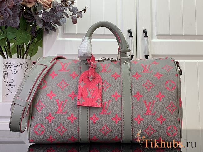 Louis Vuitton LV Keepall Bandoulière 35 Gray/Pink 34x21x16cm - 1