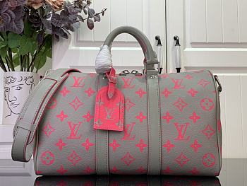 Louis Vuitton LV Keepall Bandoulière 35 Gray/Pink 34x21x16cm