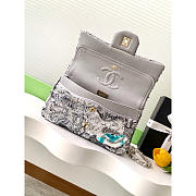Chanel Flap Bag Satin Sequins Silver Multicolor 25.5cm - 3