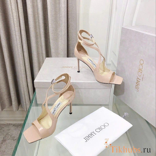 Jimmy Choo Azia 95 Patent Leather Sandals Ballet Pink - 1
