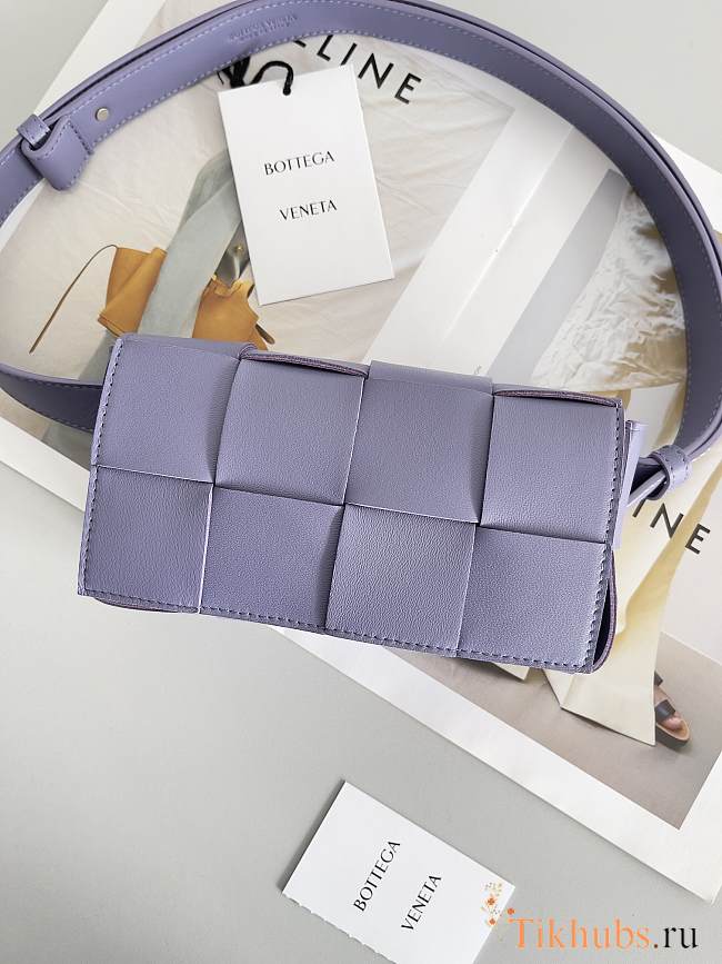 Bottega Veneta Cassette Leather Handbag Purple 17.5x9.5x5cm - 1