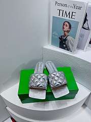 Bottega Veneta Padded Silver Slides - 1