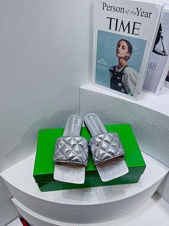 Bottega Veneta Padded Silver Slides