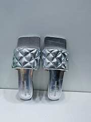 Bottega Veneta Padded Silver Slides - 4