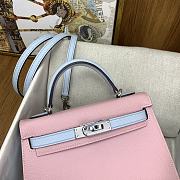 Hermes Mini Kelly Bag Pink Blue Epsom Silver 19cm - 4