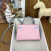 Hermes Mini Kelly Bag Pink Blue Epsom Silver 19cm - 5