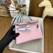 Hermes Mini Kelly Bag Pink Blue Epsom Silver 19cm - 2