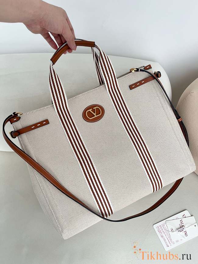 Valentino Garavani Antibes Canvas Bag Brown 41x33x20cm - 1
