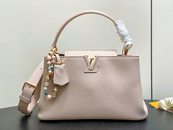 Louis Vuitton LV Capucines MM Souple Grey Beige 33x24x12cm