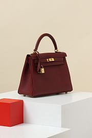 Hermes Kelly 25 Red Wine Togo Gold 25cm - 6