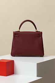 Hermes Kelly 25 Red Wine Togo Gold 25cm - 4