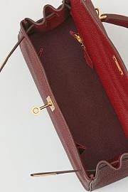 Hermes Kelly 25 Red Wine Togo Gold 25cm - 3