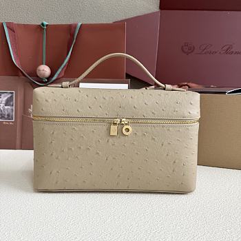 Loro Piana Extra Pocket L27 Bag Beige Ostrich 27x16x10cm