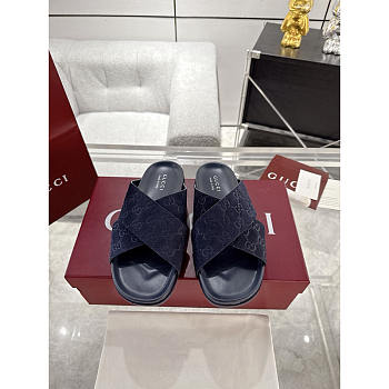 Gucci Rhein GG Suede Crisscross Side Sandals
