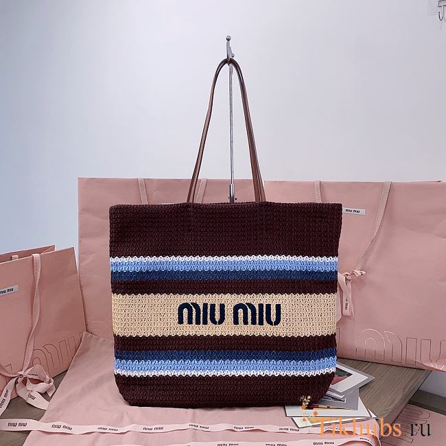 Miu Miu Raffia-effect Woven Tote Bag 40x34x16cm - 1