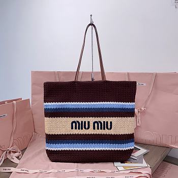Miu Miu Raffia-effect Woven Tote Bag 40x34x16cm