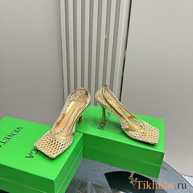 Bottega Veneta Stretch Lace-Up Sandal Gold 9cm - 1