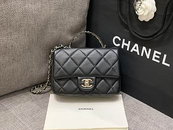Chanel Top Handle Black Bag Lambskin 14x19x8.5cm