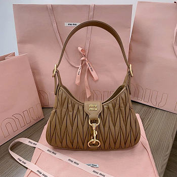 Miu Miu Brownish Beige Leather Shoulder Bag 29x15x4cm