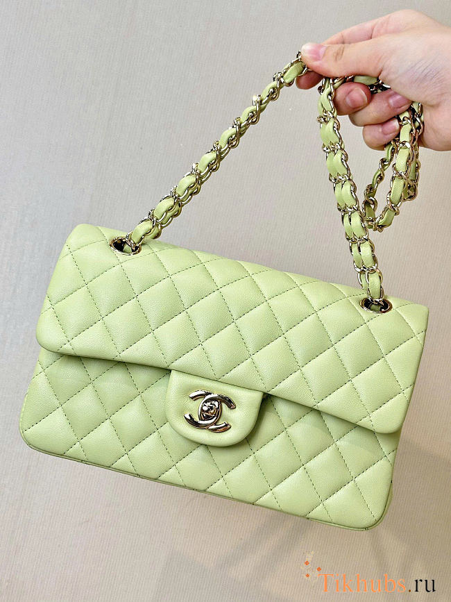 Chanel Flap Bag Light Green Lambskin 25cm - 1