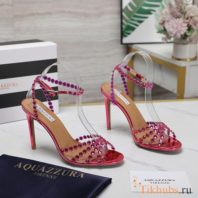 Aquazzura Tequila 105 Sandals Metallic Pink Heel - 1