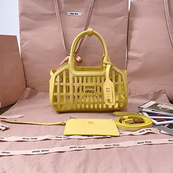 Miu Miu Leather Basket Lemon Yellow 24x125x9cm