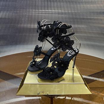 René Caovilla Floriane Black Sandals Heel 10cm