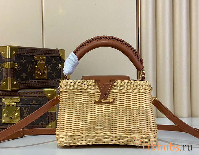 Louis Vuitton LV Mini Capucines Raffia Brown 21x8x14cm - 1