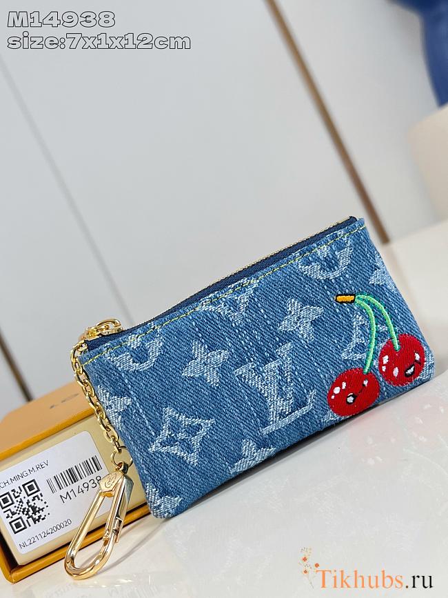 Louis Vuitton LV x TM Key Pouch Blue Cherry 12x7x1.5cm - 1