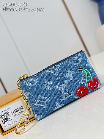 Louis Vuitton LV x TM Key Pouch Blue Cherry 12x7x1.5cm