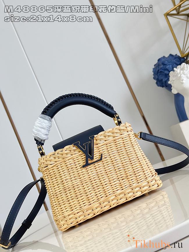 Louis Vuitton LV Mini Capucines Raffia Navy Blue 21x8x14cm - 1