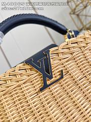 Louis Vuitton LV Capucines BB Raffia Nvay Blue 27x9x18cm - 3