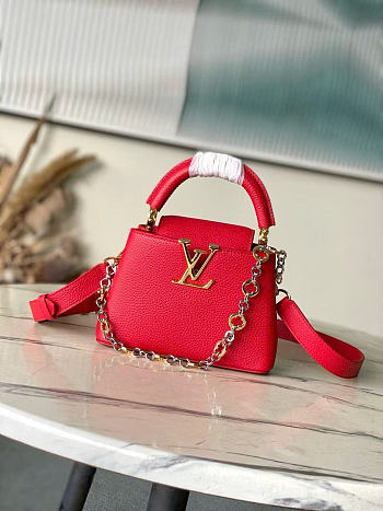 Louis Vuitton LV Mini Red Capucines 21x14x8cm