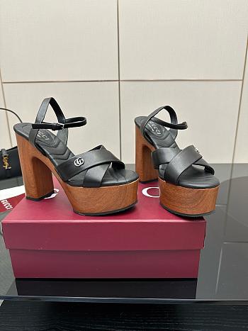 Gucci Women's Platform Sandal Black Heel 13cm
