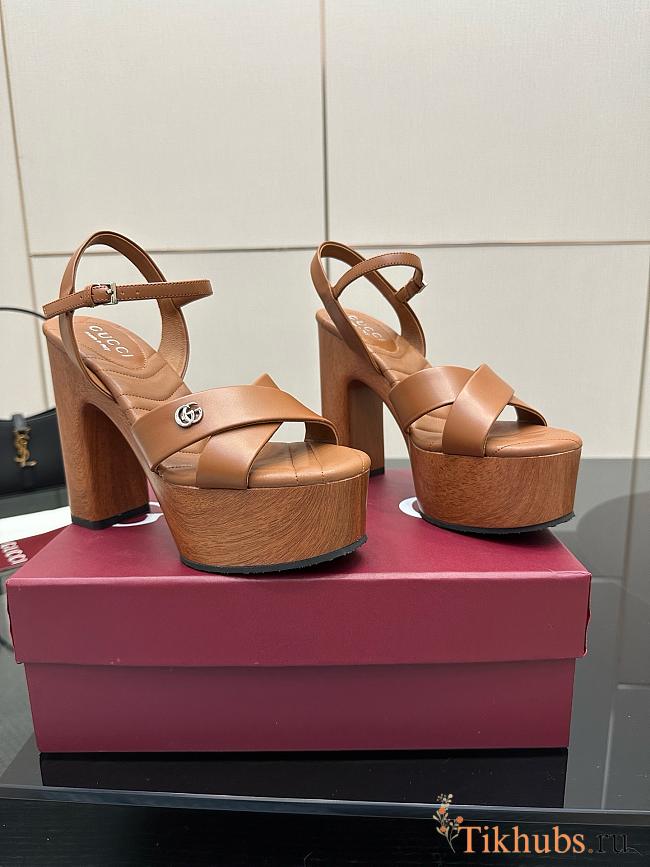 Gucci Women's Platform Sandal Brown Heel 13cm - 1