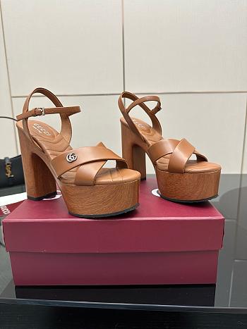 Gucci Women's Platform Sandal Brown Heel 13cm