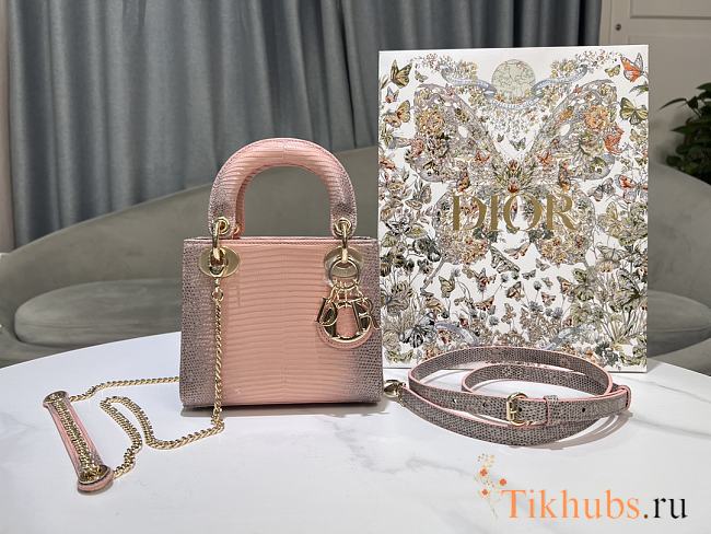Dior Mini Lady Bag Lizard Pink 17cm - 1