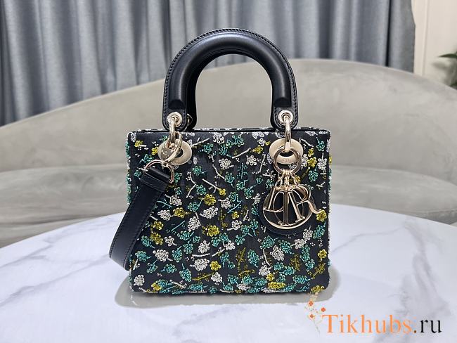Dior Small Lady Bag Multicolor Black Green 20cm - 1