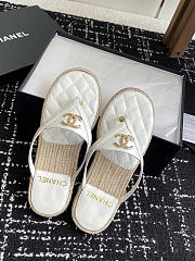 Chanel Raffia White Slides  - 1