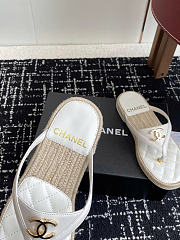 Chanel Raffia White Slides  - 3