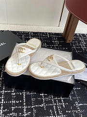 Chanel Raffia White Slides  - 4